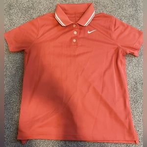 Coral/Orange Kids Medium Nike Dri-Fit Collared Girls Shirt